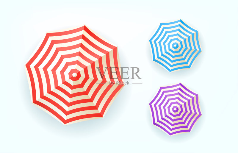 彩色雨伞俯视图合集图标素材