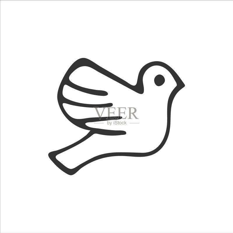 白色背景上手绘涂鸦鸽子图标图标素材