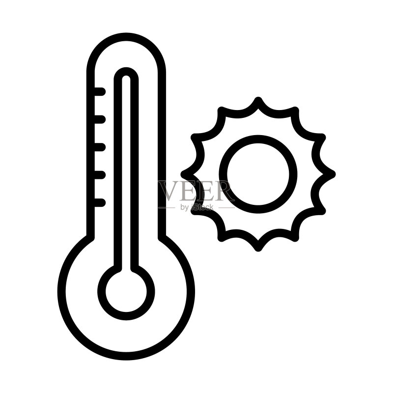 夏季高温单色轮廓图标图标素材
