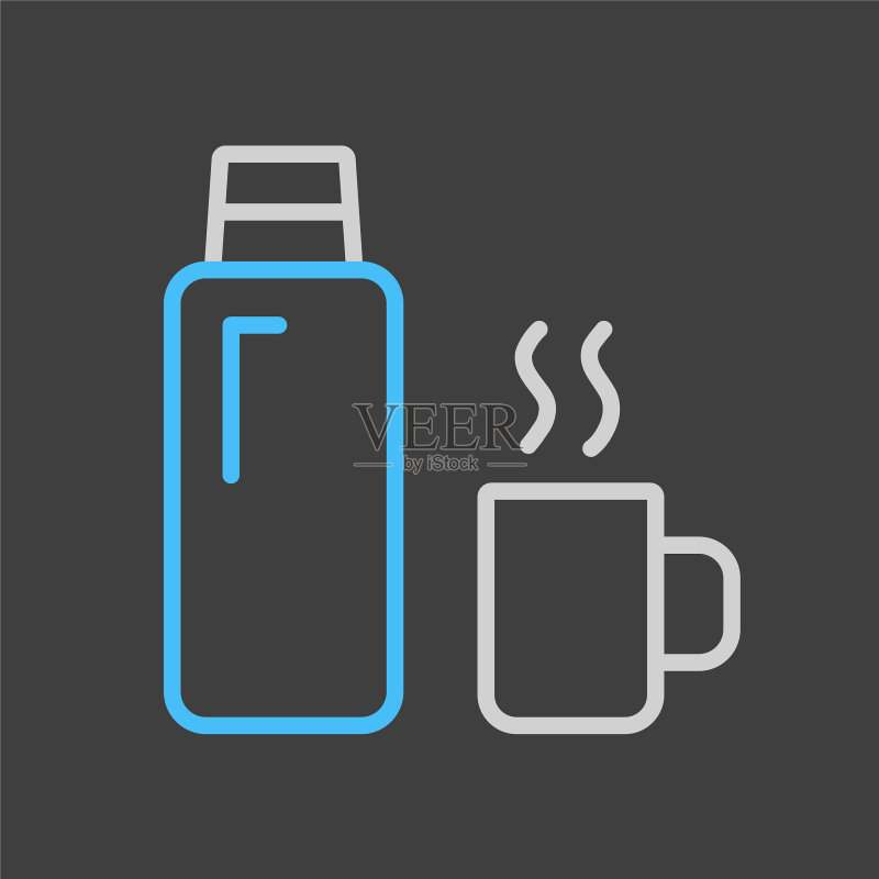 深色背景上的保温瓶图标图标素材
