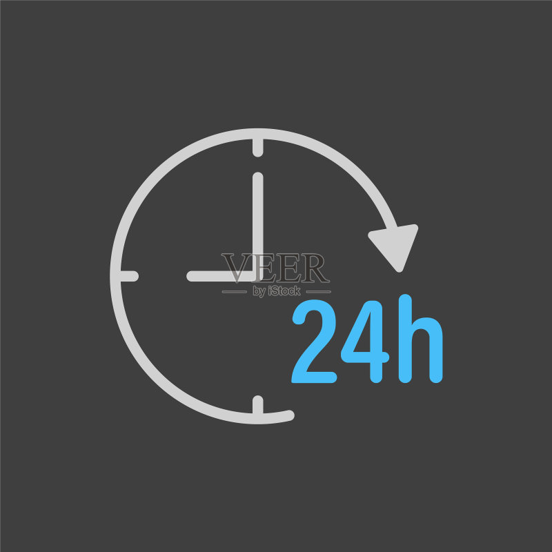 深色背景上的24小时服务图标图标素材