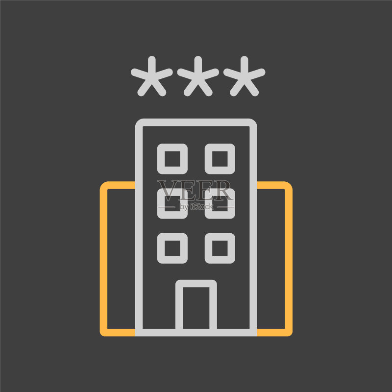 深色背景上的三星级酒店图标图标素材