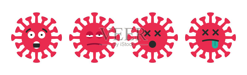 冠状病毒COVID-19表情符号集合图标素材