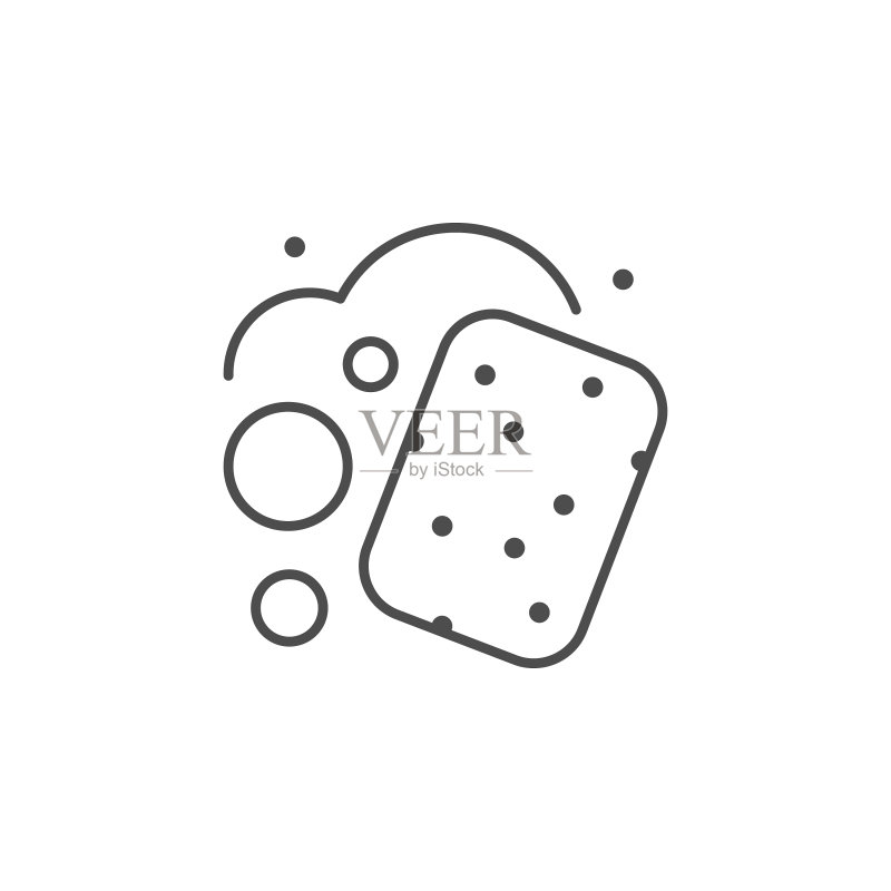 清洁海绵线条轮廓图标图标素材