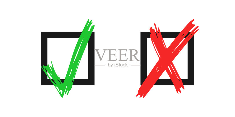 手绘对勾和叉号元素图标素材