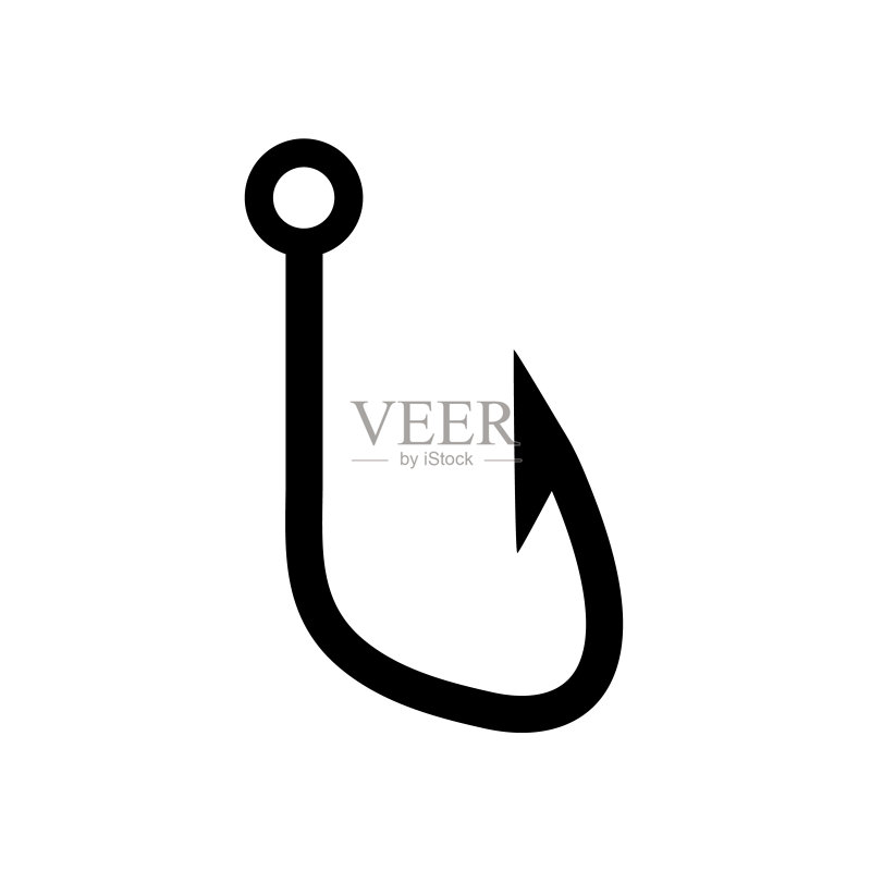 鱼钩图标,logo,隔离在白色背景上图标素材