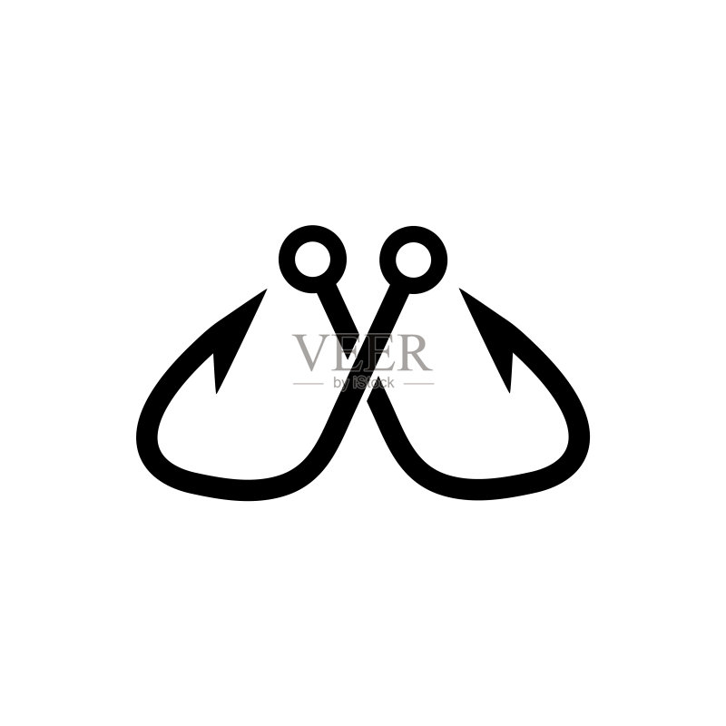 鱼钩图标,logo,隔离在白色背景上图标素材