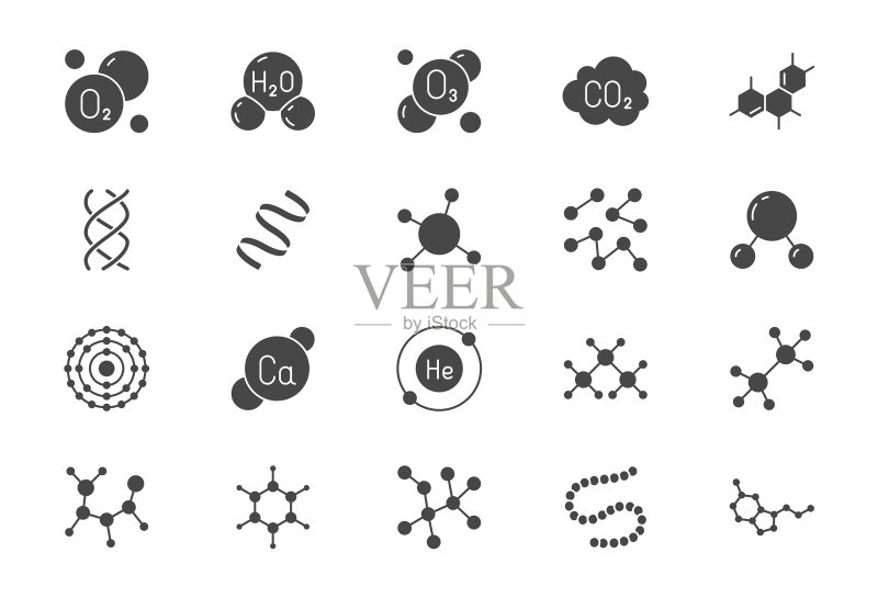 扁平风格分子字形图标图标素材