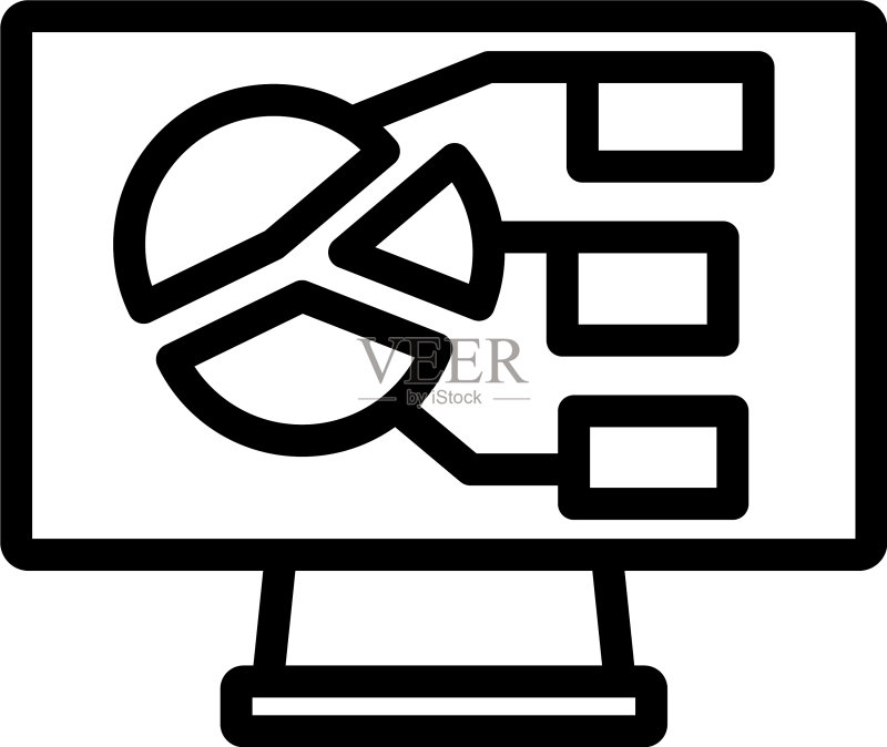 带分析图表图标的显示器图标素材