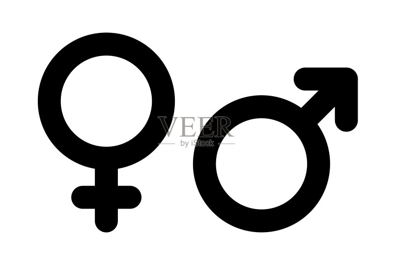 男女图标矢量图。线条风格的男人和女人符号,可编辑笔画图标素材