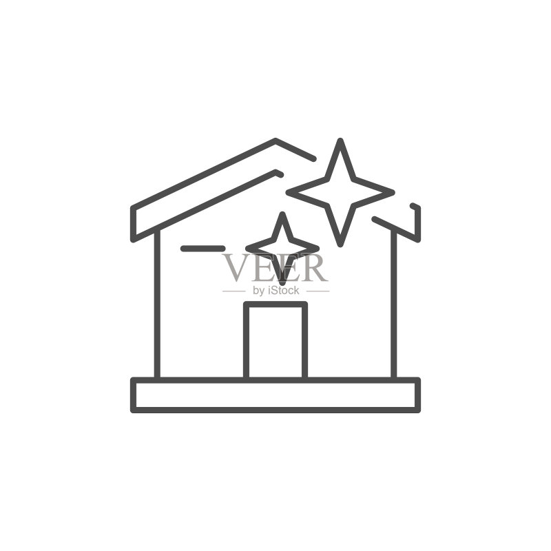 房屋清洁线条轮廓图标图标素材