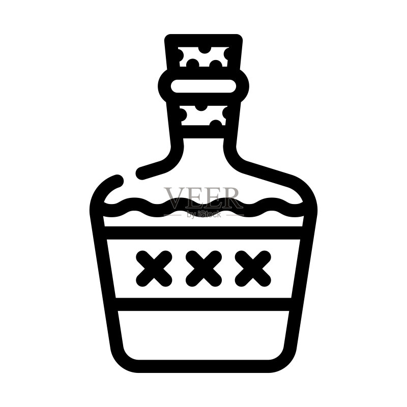 酒精饮料瓶线条图标矢量插画图标素材