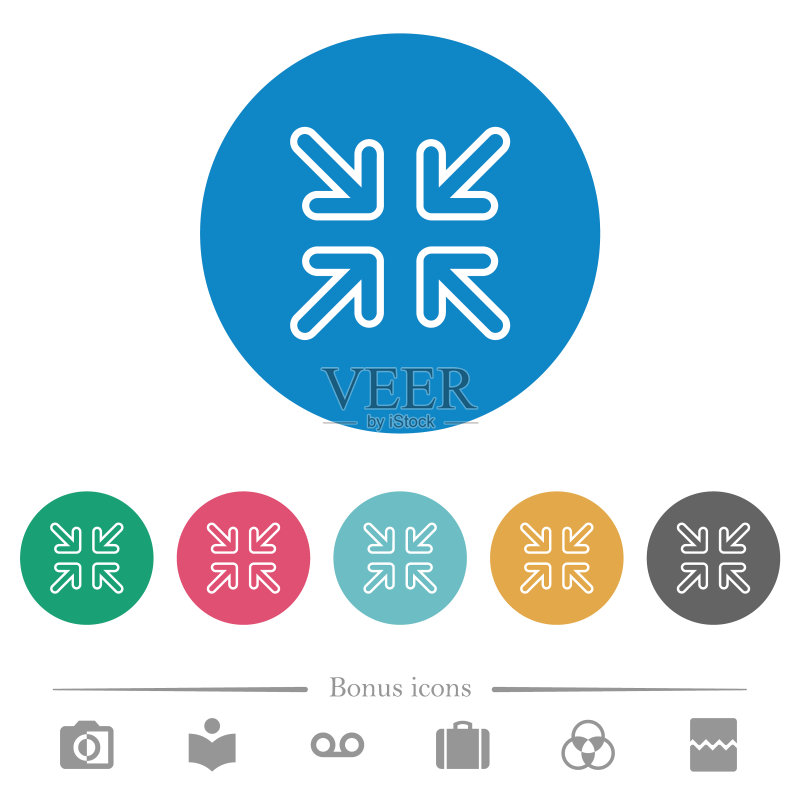 最小化箭头轮廓扁平圆形图标图标素材