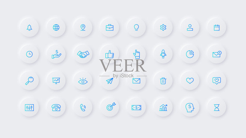浅色新拟态商务金融网页图标素材