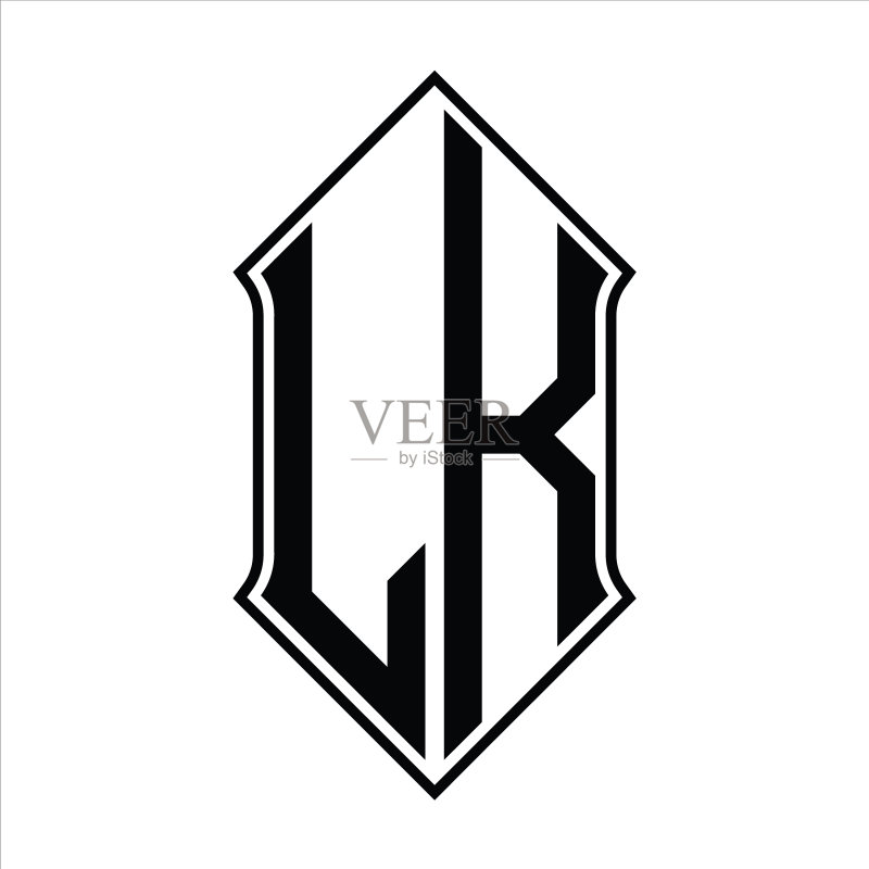 盾形轮廓LK字母组合logo图标素材