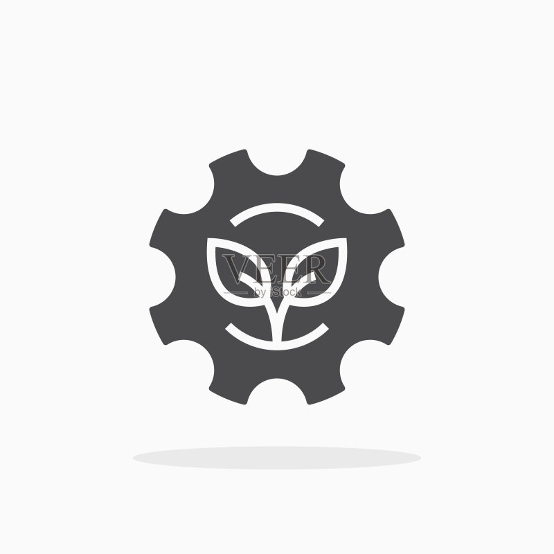植物与齿轮图标图标素材