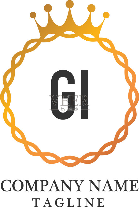 GI首字母优雅logo设计模板图标素材