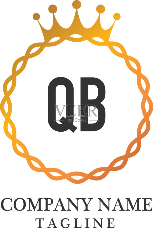 QB首字母优雅标志设计模板图标素材