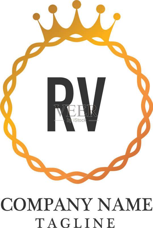首字母RV优雅Logo设计模板图标素材