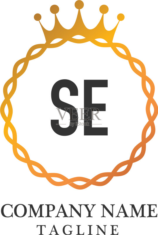 首字母SE优雅标志设计模板图标素材