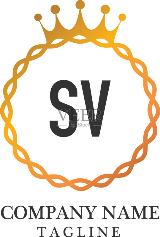 SV字母优雅logo设计模板图标素材
