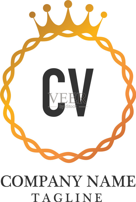 字母CV优雅标志设计模板图标素材