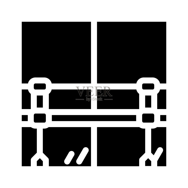 舞蹈室带镜子的栏杆字形图标矢量图图标素材