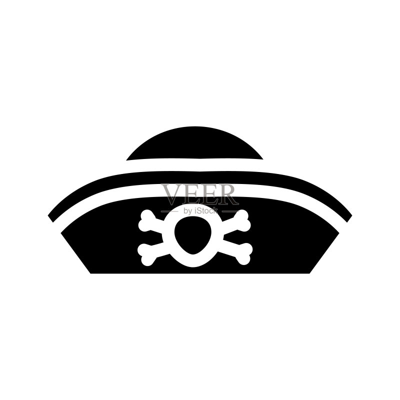 海盗帽子字形图标矢量插图图标素材