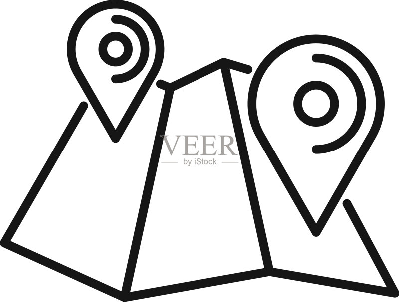 搭车地图图标轮廓样式图标素材