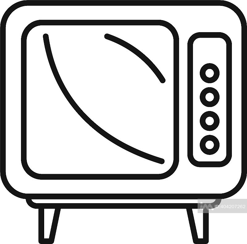 老式电视机图标轮廓图标素材
