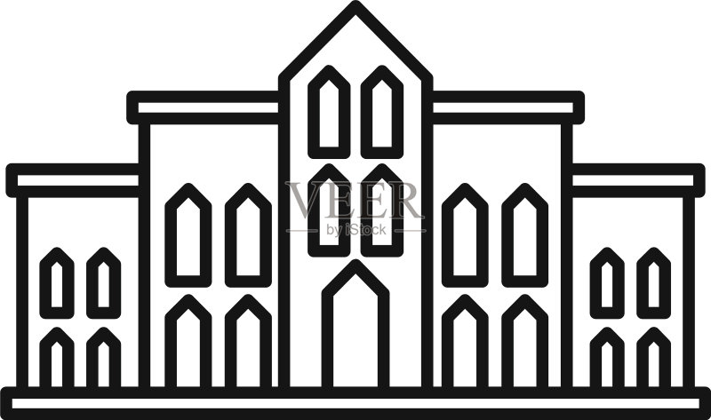 城市观光图标轮廓样式图标素材