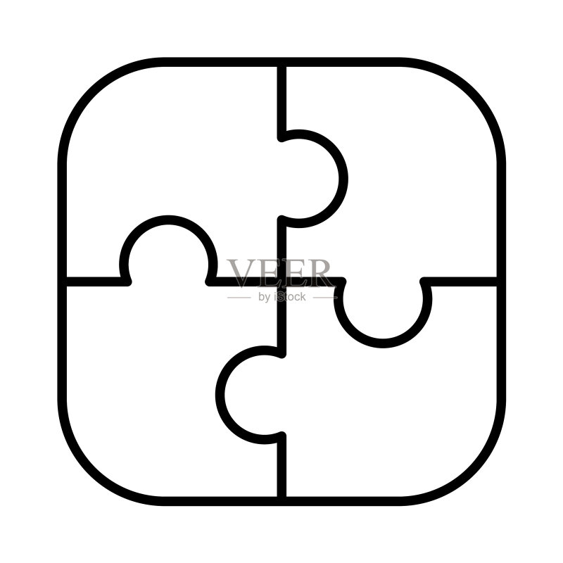 单色简约拼图图标图标素材
