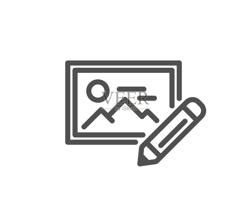 带铅笔的图片缩略图照片编辑线性图标图标素材