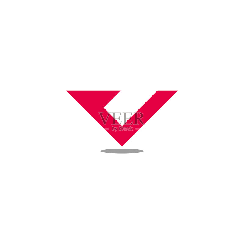 简洁几何箭头向上成功符号字母V图标素材