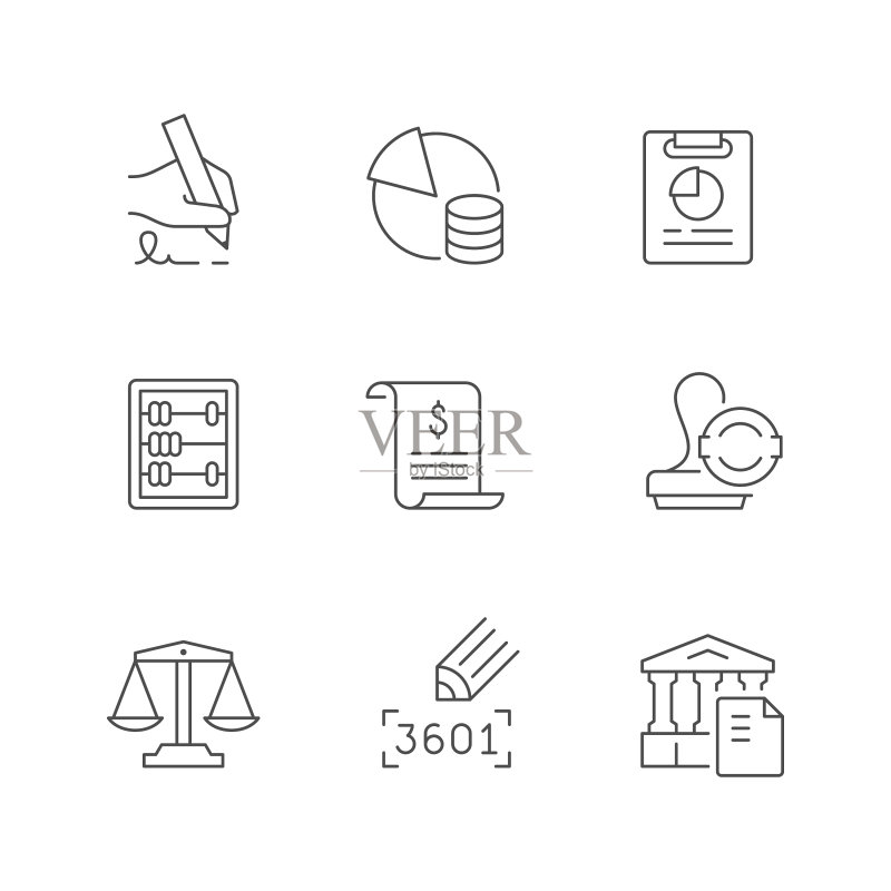 会计核算线条图标图标素材