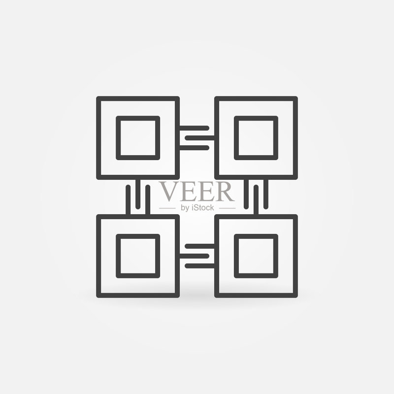 区块链计算机技术线性图标图标素材