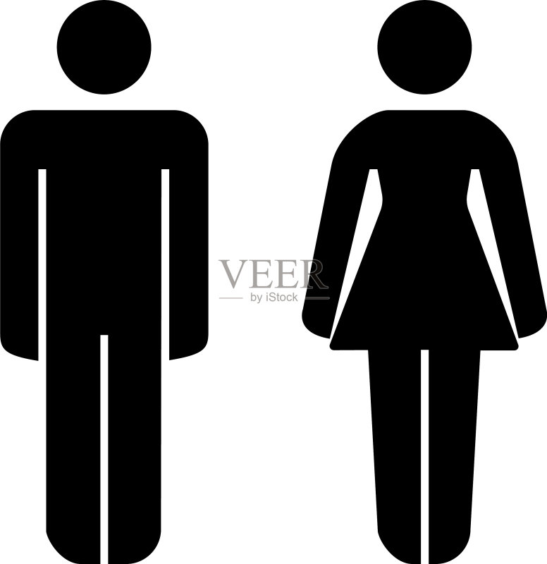 抽象男女厕所标识牌图标素材