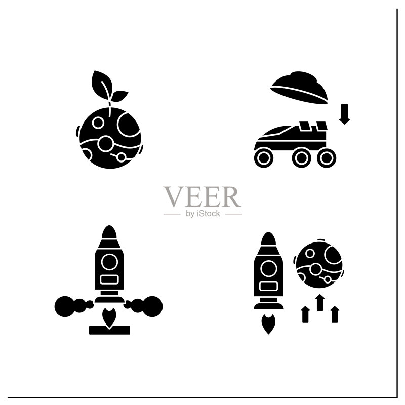 火星着陆Glyph图标集图标素材