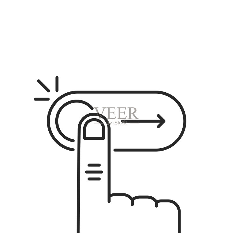 黑色细线右滑图标图标素材