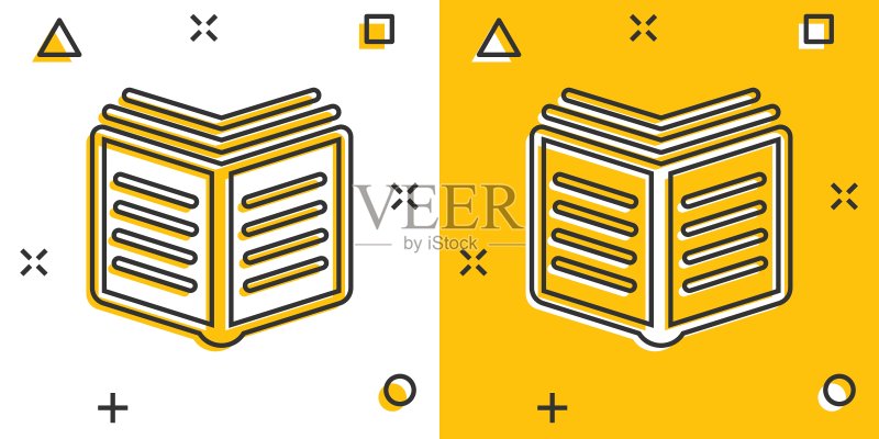 卡通风格书籍图标,书籍图示,教育飞溅商业理念图标素材
