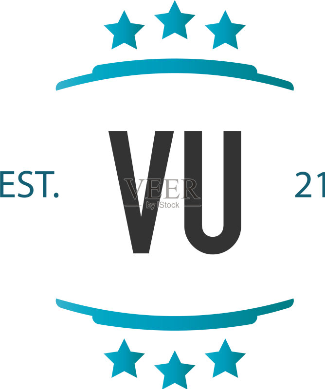 VU字母组合星星创意logo设计图标素材