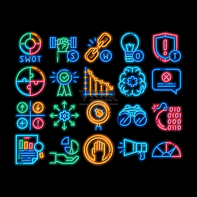 SWOT分析策略霓虹灯图标图标素材
