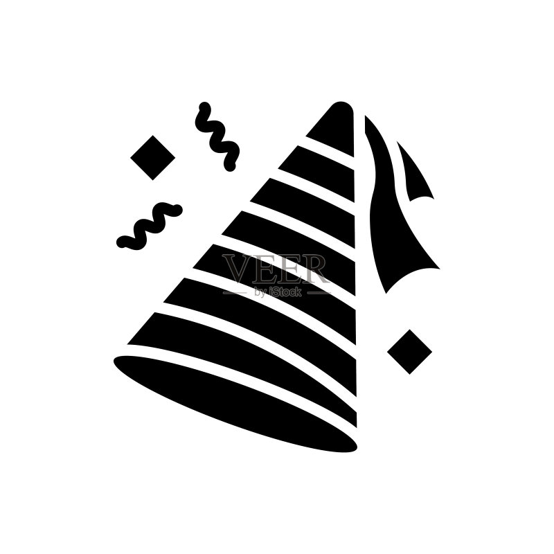 派对帽矢量实心图标样式插画。EPS 10文件图标素材