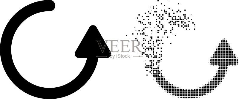 损坏的像素化旋转左箭头图标图标素材