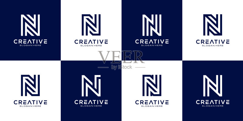N字母抽象logo模板图标素材