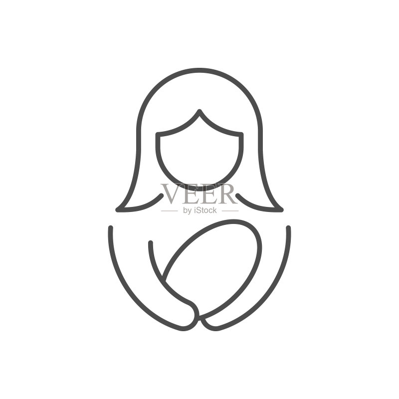 有新生儿线条图标的女人图标素材