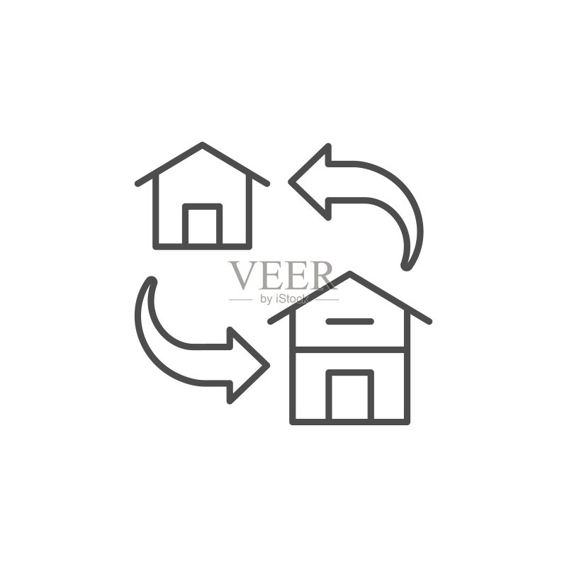 房屋变更线轮廓图标图标素材
