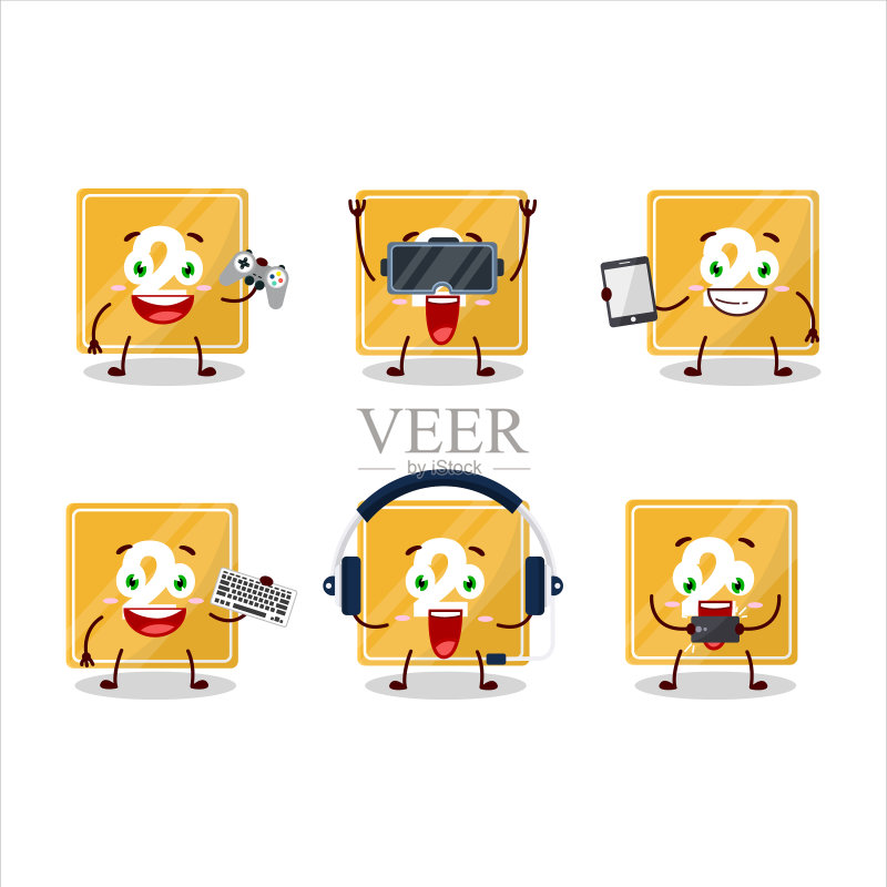 积木玩具:两个孩子玩各种可爱的游戏图标素材