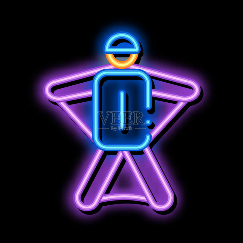 滑雪者霓虹灯发光图标图标素材