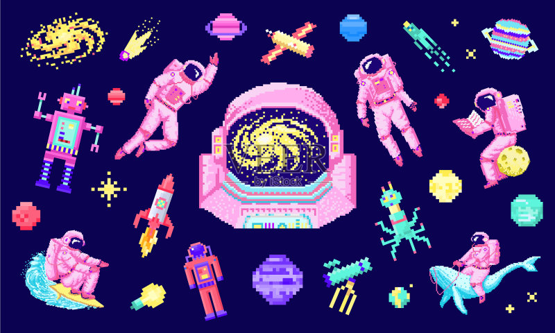 太空星星外星人宇航员机器人火箭图标素材